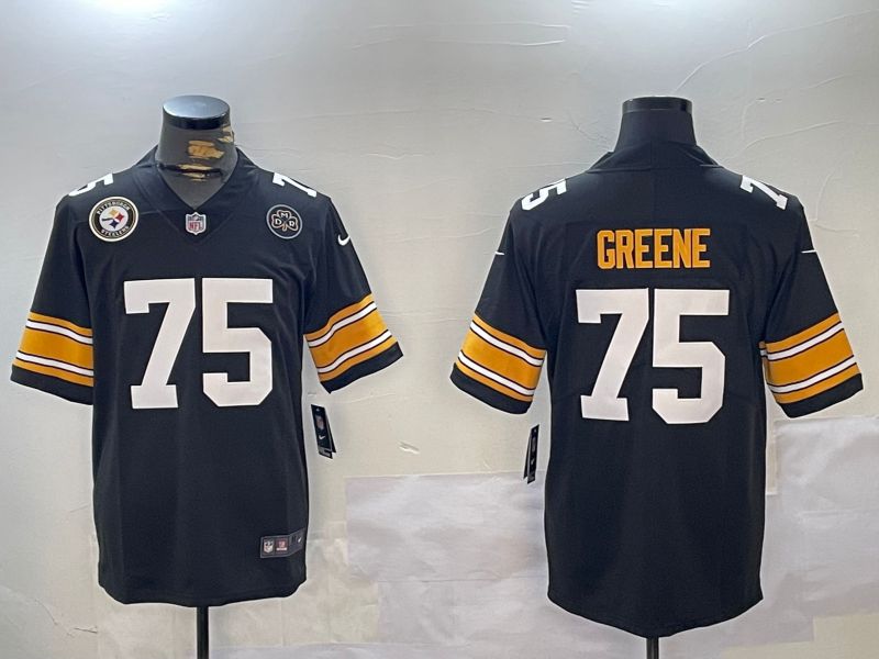 Men Pittsburgh Steelers 75 Greene Black 2024 Nike Vapor Limited NFL Jersey style 3